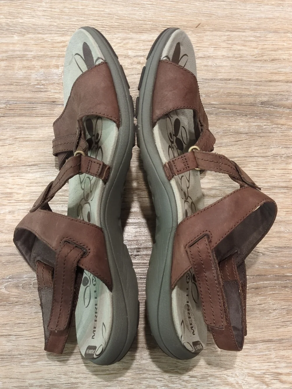 ❤️⭐🩴 NIB Merrell Brown Leather Multi-Strap Women's Sandals size 10 ❤️⭐🩴